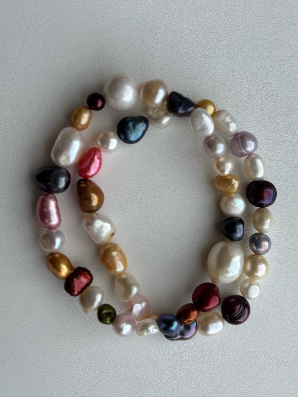 NWT MULTI-Color Cultured Freshwater Pearl Stretch stack Bracelet Set | Set of 2 - Picture 2 of 12